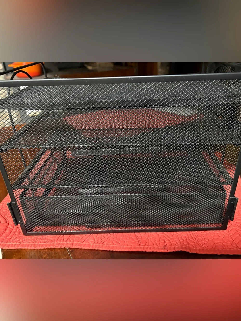 Mesh Desk Organizer, 3 Trays, 1 Drawer, 2 Pen Holders, Office Desktop Organizer